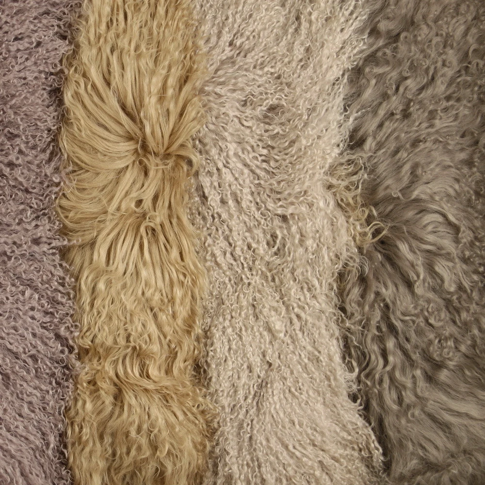 24&quot;x48&quot; soft and luxurious Mongolian lamb fur skin hide plate blankets with shaggy hairs for home decoration use