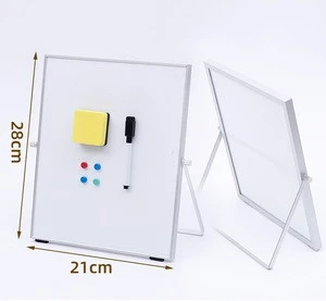 25cm x 25 cm desktop double-sided magnetic whiteboard with stand for kids and children