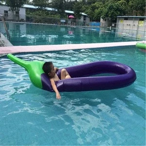 260*110cm Giant Inflatable Eggplant Loungers PVC Water Sport Swimming Pool Float