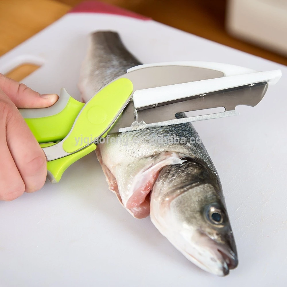 2in1Food Kitchen Knife Combines A Scissor Smart Cutter Peeler Bottle Opener Scaler Slicer stainless steel Scissors