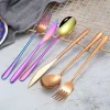 304 stainless steel rainbow korean cutlery set reusable portable camping travel cutlery set