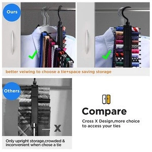 360 Degree Swivel Upgraded 2 PCS Tie Rack Holder Rotate Tie and Belt Hanger with Non-Slip