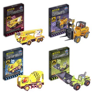 3D Paper Puzzle Jigsaw Cement Mixer Diaphragm Wall Grab Self-dumping Truck Model Tool Car Laser Cut  Assemble Toys for Child EXW