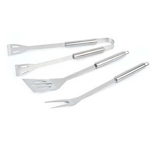 3PCS/Set Stainless Steel Multi Long Handle BBQ Tools With Roast Shovel , BBQ Fork and Basting Tongs