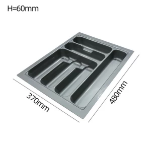 480*370*60mm Grey Plastic Cutlery Settings Drawer Organize Utensil Holder Cutlery Tray Divider