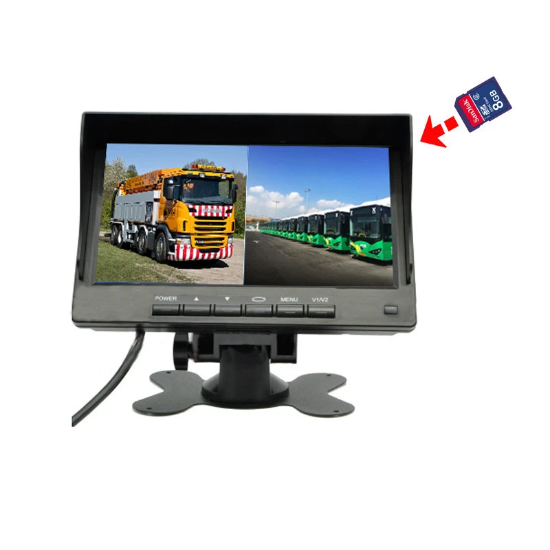 4CH 1080P Resolution Truck Bus Camera With 7 inch IPS Quad Monitor Recording Video CCTV System