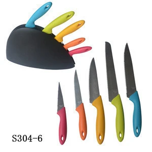 5 pcs colored plastic handle knife set