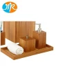 5-Piece Bamboo Bath set Bathroom Accessory Set Soap Dispenser, Cup, Tooth Brush Holder