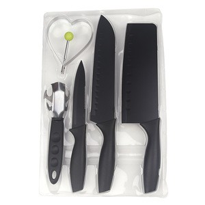 5 piece kitchen knife set with dish holder and cake ring