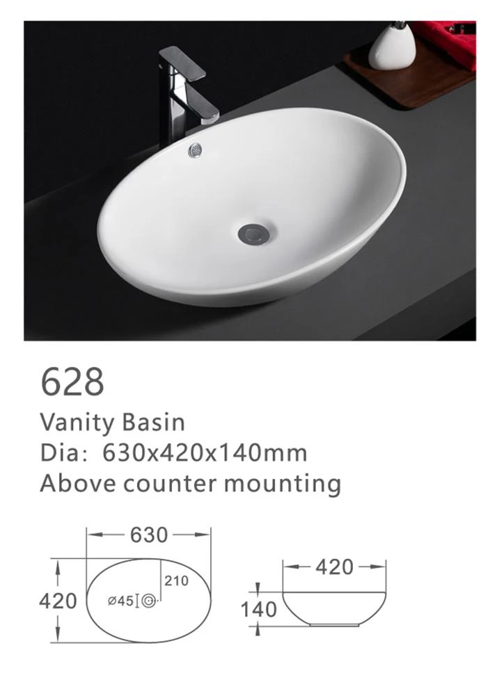628 Free sample thin hotel washbasin white glaze porcelain hand wash basin