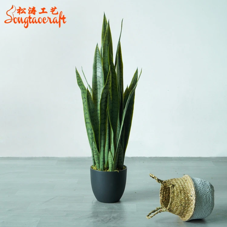 63Cm 90Cm Fake Outdoor Tree Plastic Leaf Realistic Artifical Snake Plant With Pot