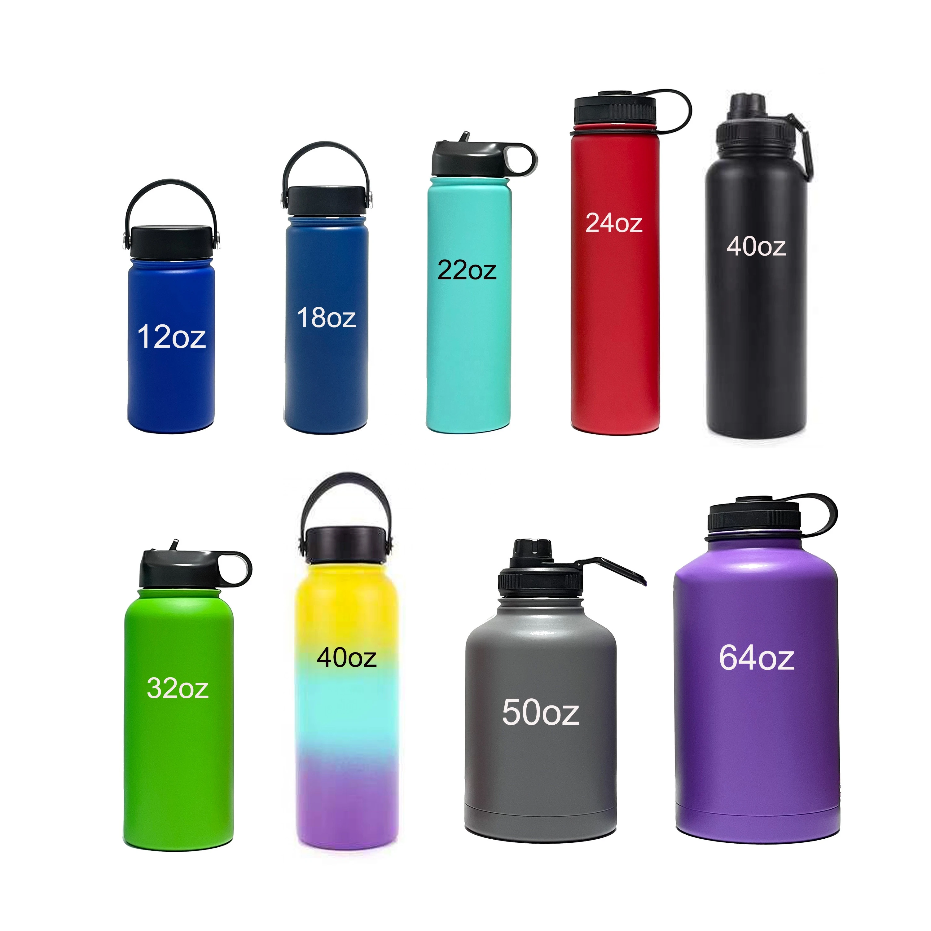 64oz 1900ml Powder Coating Double Wall Camping Hiking Cycling Sport Water Bottle Stainless Steel Travel Bottle Outdoor