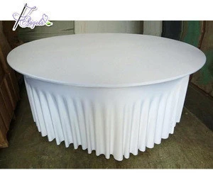 6ft Round White Natural Fall Swag Skirt Style Lycra Tablecloth Spandex Table Cloth For 72 inch Wedding Banquet Round Table