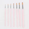 7 Pcs Blue/Pink Wooden Handle/Acrylic Handle Round Shape Nylon Hair Watercolor Acrylic Paint Artists Painting Brush Set