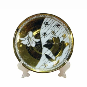 7.5inch round shape silver gold plating custom printed personalized porcelain plates