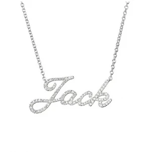 925 Sterling Silver Custom Diamond Name Plate Necklace Name Necklace Personalised
