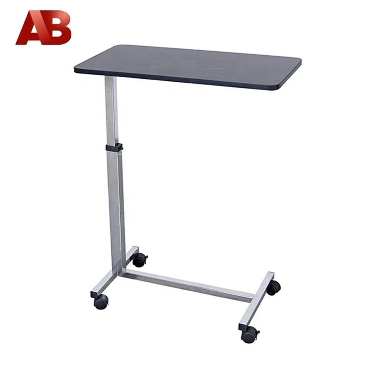 Adjustable Hospital Overbed Table Trolley