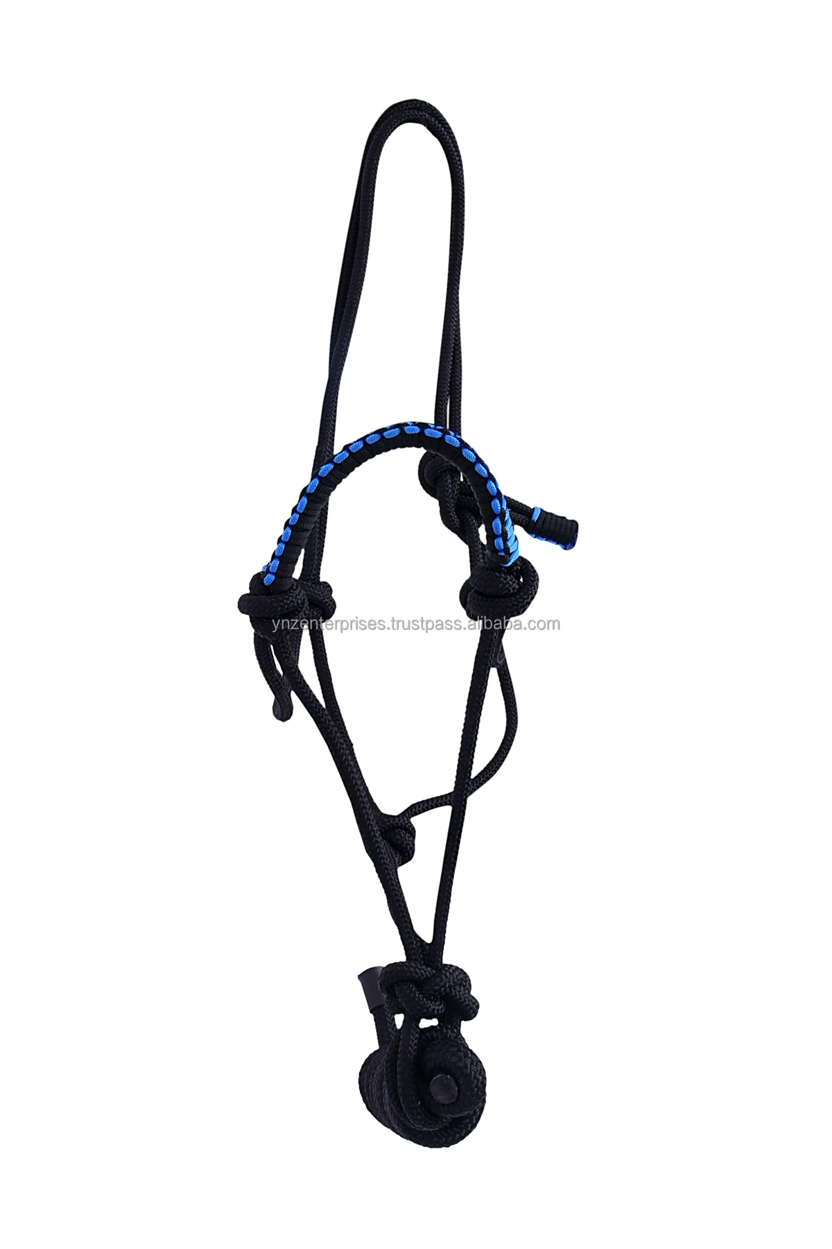 Adjustable Nylon Rope Horse Halter with Nylon Rope Lead Blue Black