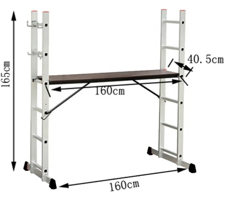 Aluminum Mobile Portable Warehouse Ladder Construction Scaffold Safety Ladder With Platform