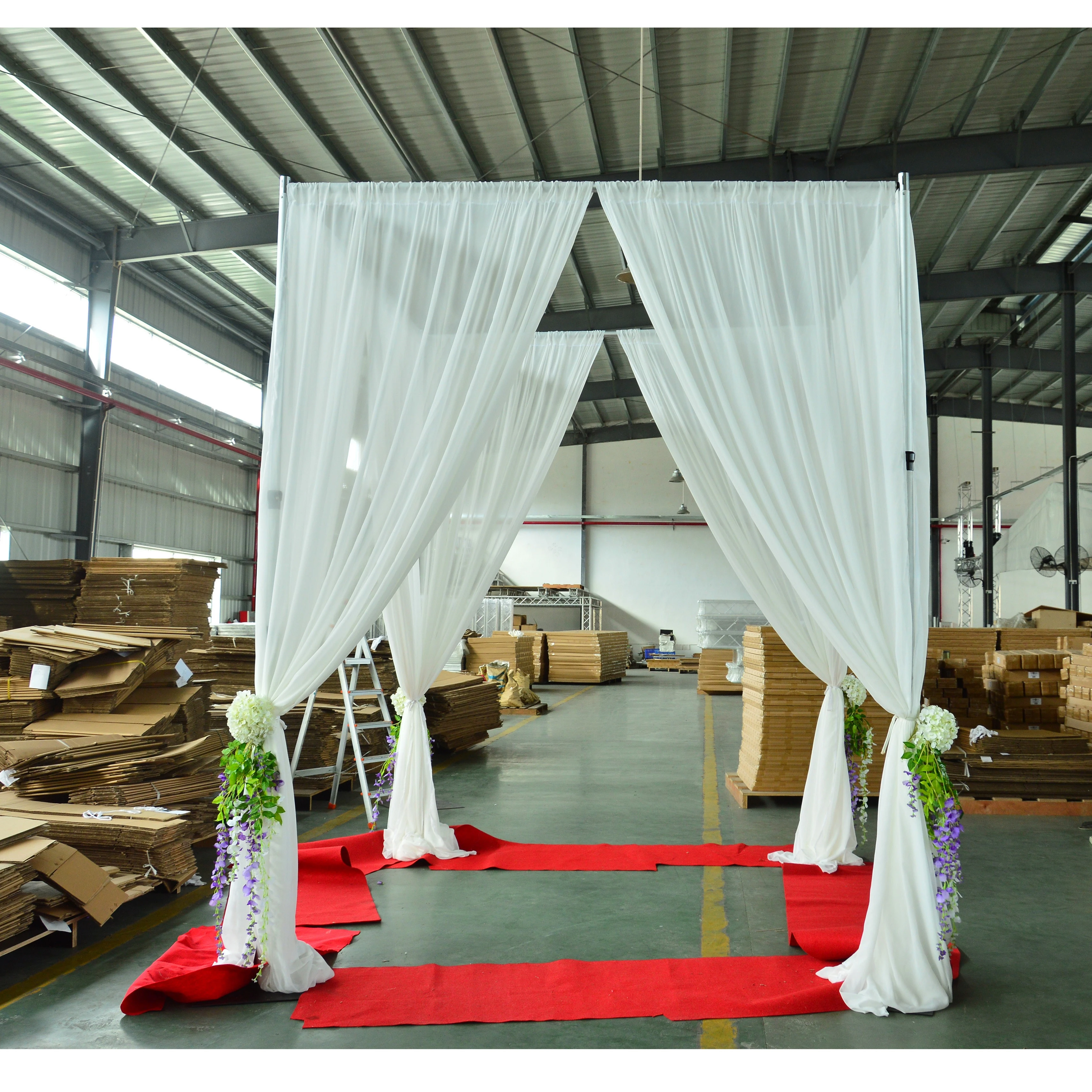 Aluminum portable pipe and drape backdrop stand for event decorating services