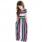 Amazon Hot Sale Bulk Wholesale Kids Summer Clothing Clothes Striped  Printed Outfits Baby Girls Dresses