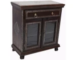 ANTIQUE 1 DRAWER IRON WORK SIDEBOARD WITH GLASS DOOR