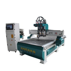 Automatic tool changer atc three head cnc router pneumatic atc wood door cabinet making cnc router for sale