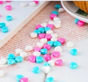 Baking Supplies Mixed Color Love Heart Shaped Birthday Cake Decoration Candy Blue Pink Edible Love Sugar Pearl Beads Sprinkles
