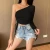 Import Bare Midriff Customizing One Shoulder Shirts For Women  Crop Top Shirts Blouse Ladies from China