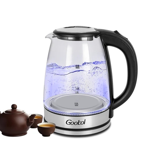 Buy Basics Electric Glass And Steel Hot Tea Water Kettle, 2.0 -liter ...