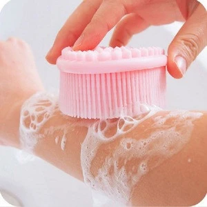 Bath & Shower Loofah Brush 2 in 1 Face & Body scrub Gentle body brush Skin 100% Better Scrubber silicone body brush for bath