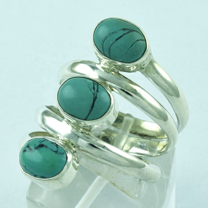Beautiful Turquoise Stone Handmade 925 Sterling Silver Ring Wholesaler India