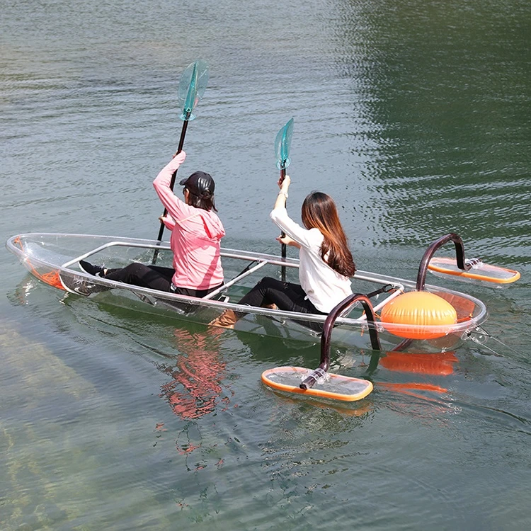 Best Quality 2 Person PC Polycarbonate Transparent Clear Canoe Kayak Boat with Balance Rod