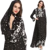 Big Swing Embroidered Muslim Maxi Dress With Bandana Scarf