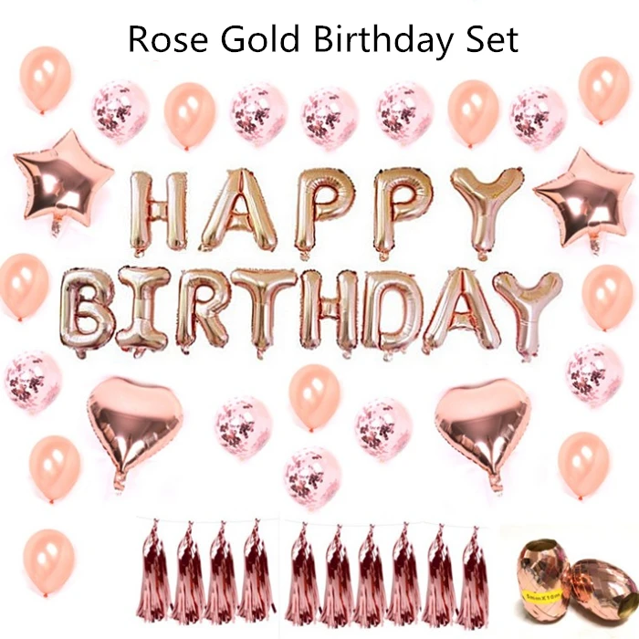Birthday Party Supplies Rose Gold Party Decorations Rose Gold Confetti Balloons Banner Birthday Party Decorations Set