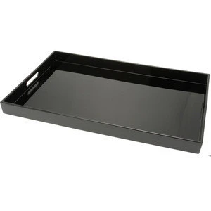 Black Acrylic Serving Tray, beverage holders, plastic napkin tray food tray with handles