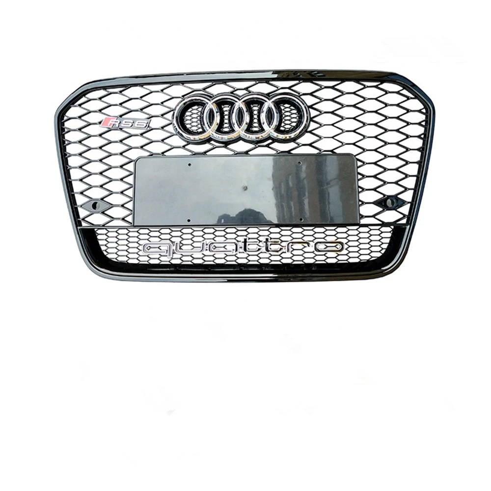 Black color car front bumper face lift grille for audi RS6  grille mesh design with or w/o Quattro mark ABS material 2013-2015