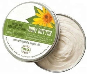 Body Butter Arnica & Menthol - 100 ml. 100% Certified Organic Ingredients. Private Label Available. Made In EU