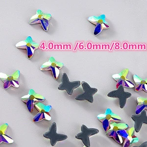 Butterfly Crystal AB 4mm/6mm/8mm Flat Back hotfix Rhinestone for clothes & Nail art