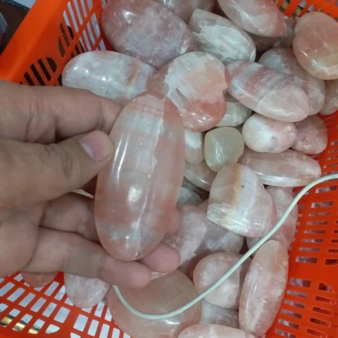 Calcite Pink Palm Or Oval Shape Calcite Precious Stone Origin From Pakistan
