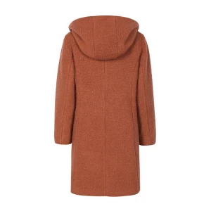 Caramel colour 25%wool fleece coats long designer wool trench coat women