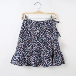 Casual asymmetrical mini ruffle hem skirt for women printed floral women's skirts for sale