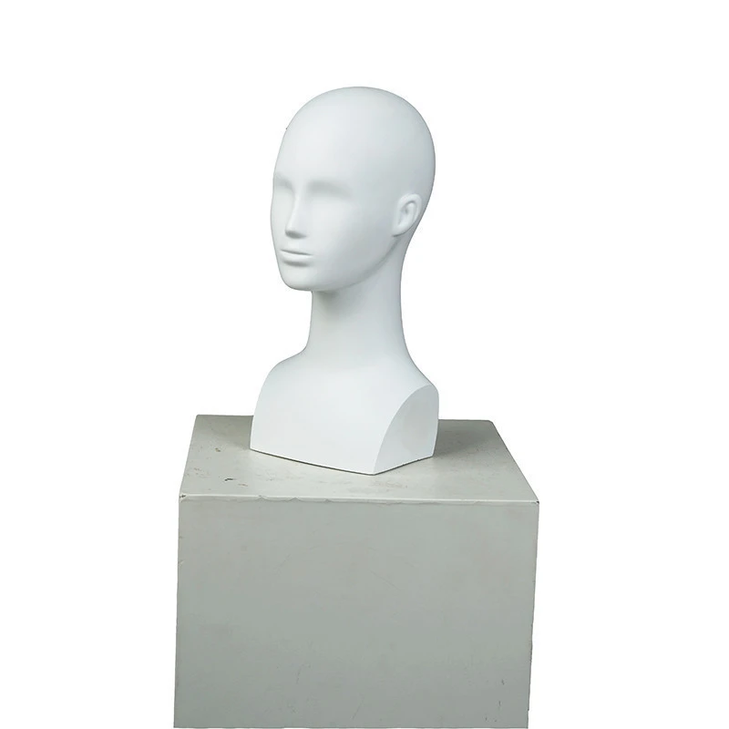 Cheap custom human hair bald wig display white fiberglass female mannequin head for hat