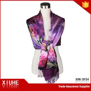China Fashion Designer Brand 100% Pure Silk Custom Printed Scarves Shawls Wholesale