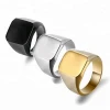 China Manufacturers selling titanium steel smooth big flat ring fashion gold stainless steel male square magnetic ring jewelry
