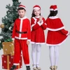 Christmas boys Santa Claus costumes kids red gold velvet Santa Claus girl dress costume