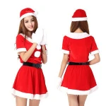 Christmas party suit adult hooded velvet santa claus girl dress costume for women