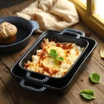 Circular and square dark black ceramic plate porcelain kitchen bakeware set