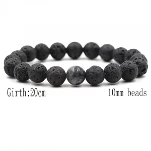 Classic Black 8MM Lava Stone Bracelets Fashion Men Natural Stone Beads Bracelet Women Prayer Jewelry Yoga Accessories Gift