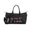 Classic Nylon Duffel Bag Weekender Overnight Bag Carry on Travel Tote Sequin PINK Women Travel Bag